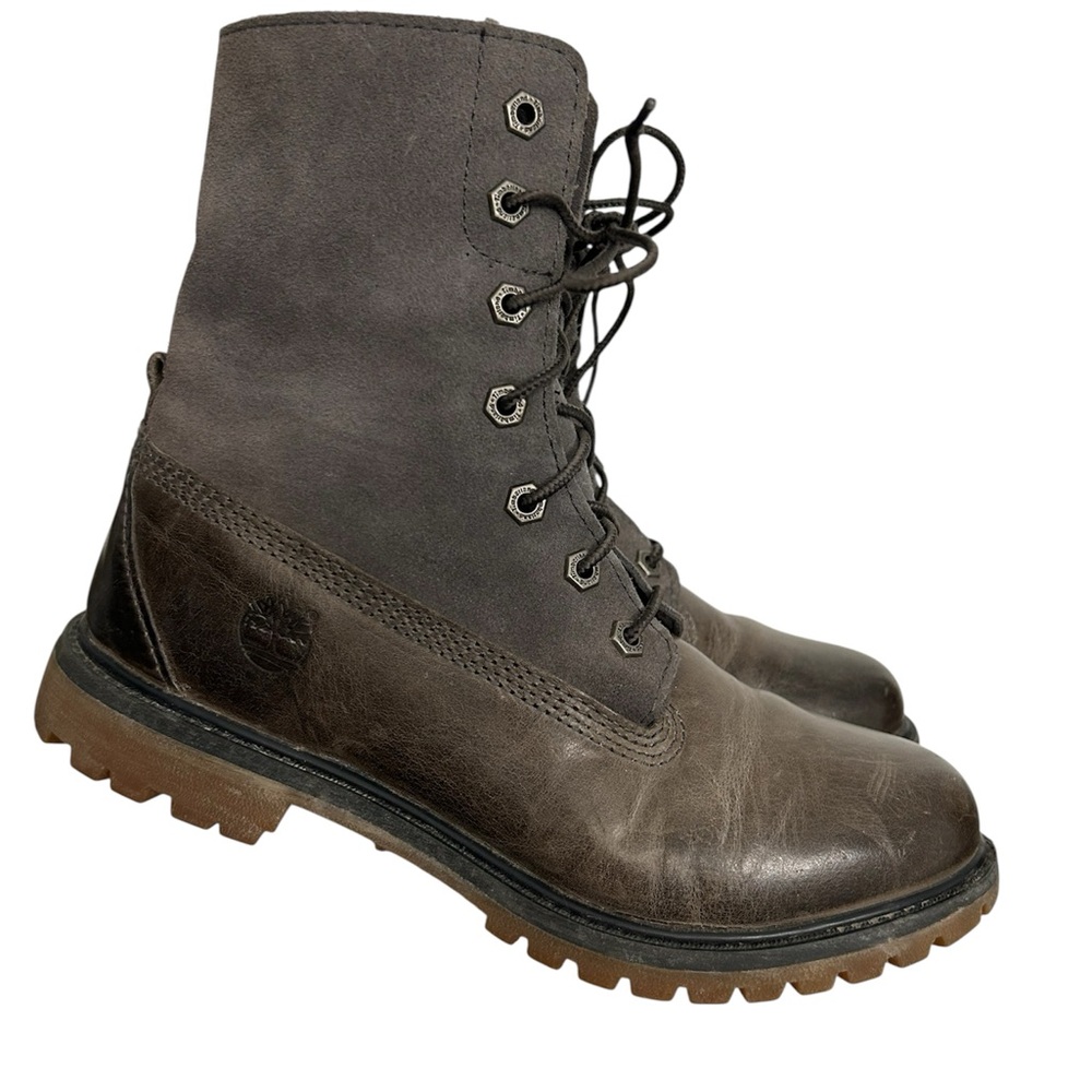 Timberland Earthkeepers Authentics Leather Roll Top Dark Grey Ombré Boots Sz 8.5